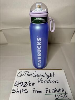 Starbucks Bearista 24 oz Snow Globe Magnetic Topper Sip Bottle Limited Edition